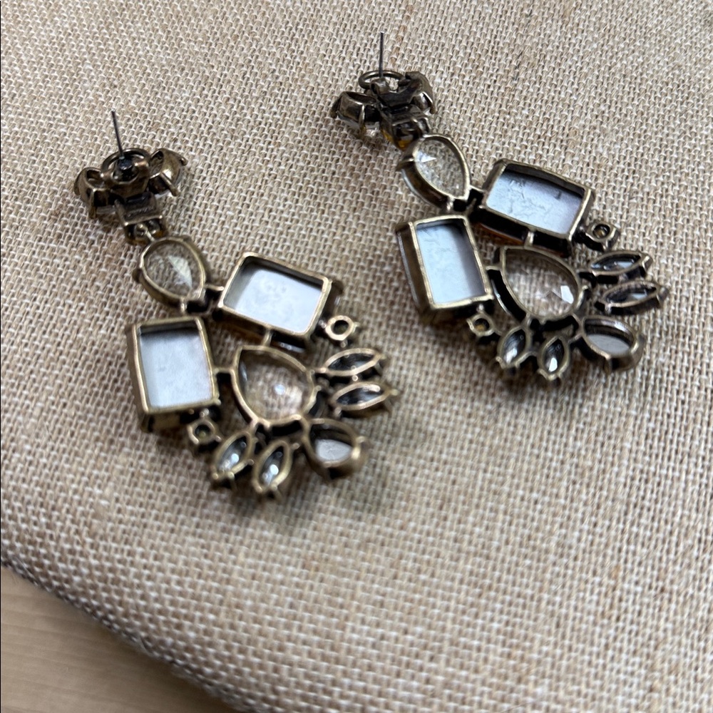 J. Crew Yellow and Clear Crystal Statement Drop Earrings - Picture 3 of 4